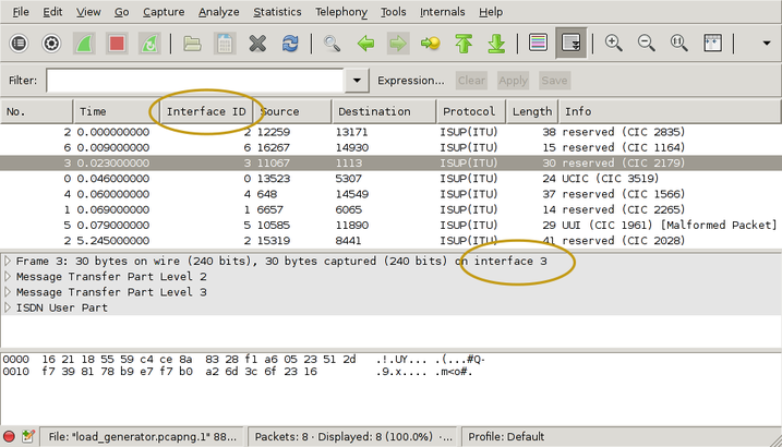 screen capture of the wireshark main application window